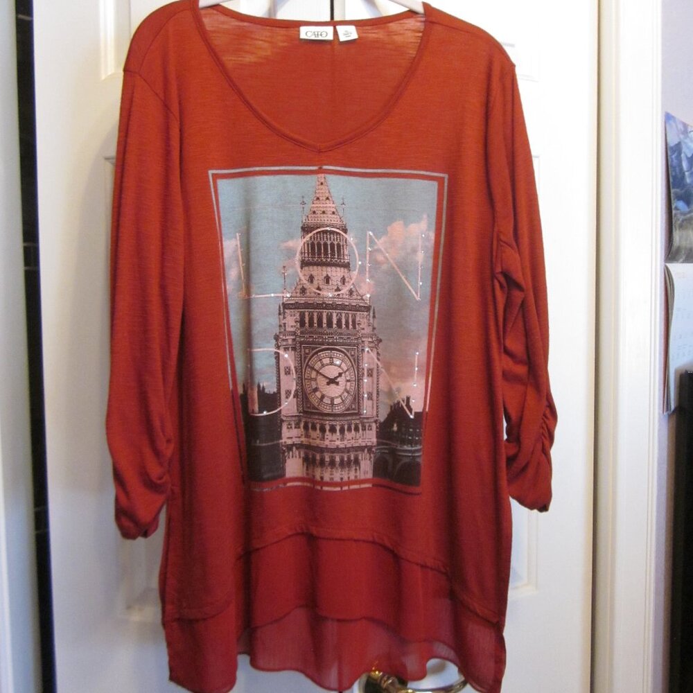 Cato Red London Tunic Sz XL